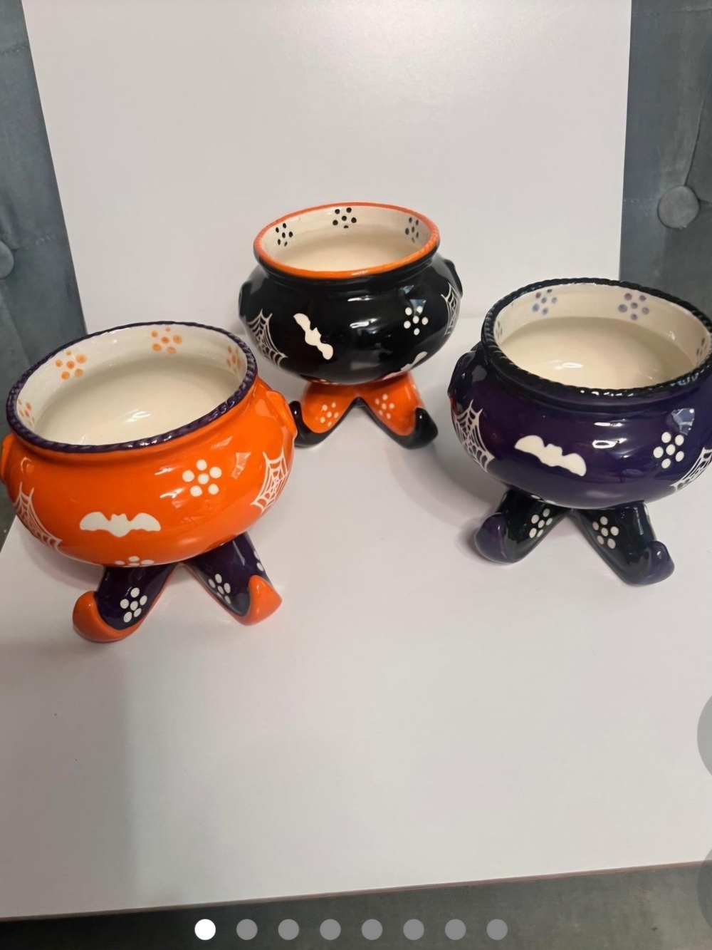 Temptations Halloween Cauldron Candy Bowls in Orange, Black, Purple